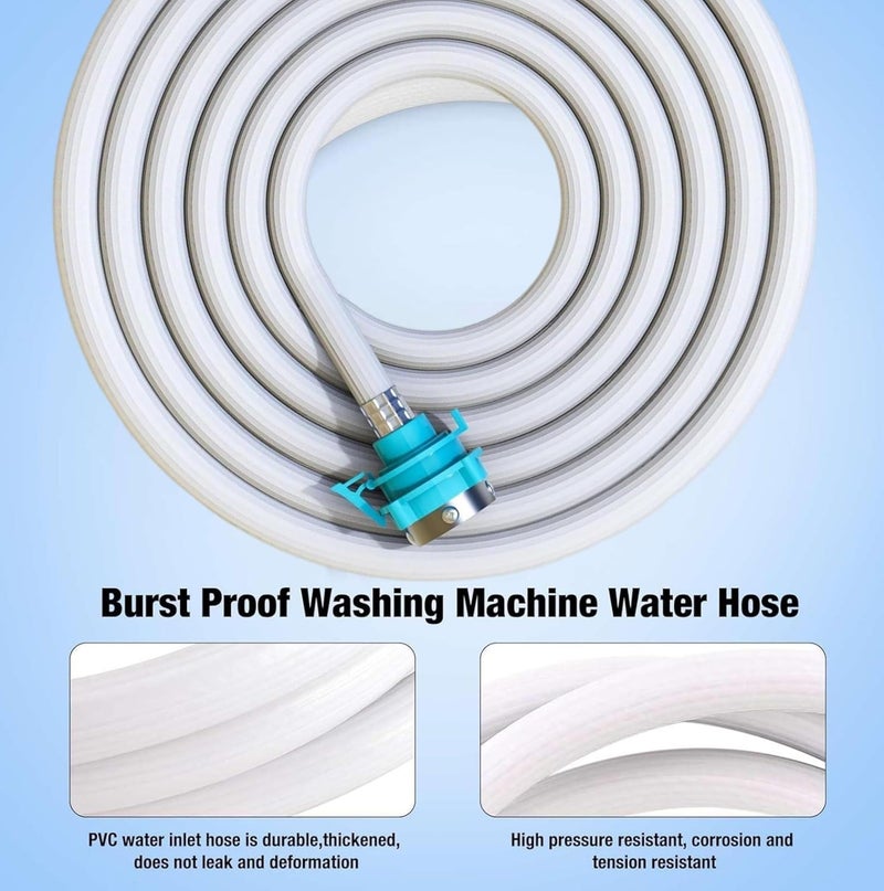 Episkey Flexible PVC Washing Machine Inlet Hose Water Pipe, Universal Water Inlet with Tap Adaptor Connector for Top & Front Load Fully Automatic (4 Meter) - Image 4