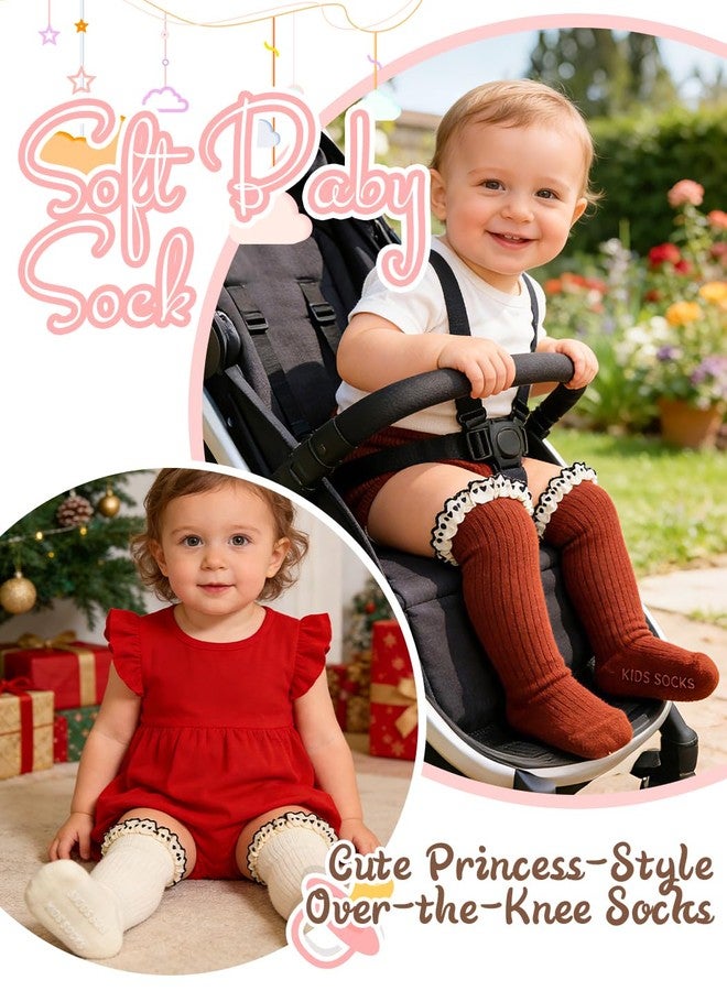 Urieo Baby Girls Knee High Socks Toddler Long Ruffle Socks Dress Uniform Stockings - Image 3