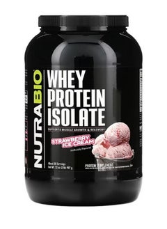 NutraBio Whey Protein Isolate Strawberry Ice Cream 2 lb 907 g  - Image 1