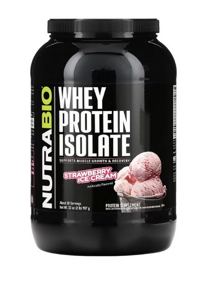 NutraBio - Whey Protein Isolate Strawberry Ice Cream 2 lb 907 g - Image 1