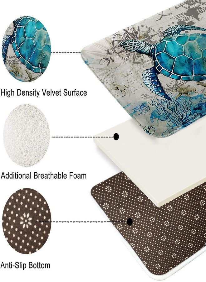 Britimes Bathroom Rug Mat Set of 2, Mats Rugs No Silp sea Turtle Teal Ocean Bath Mat Bathroom Decorations Carpets 16x24 and 20x32 Inches for Kitchen Bedroom Indoor - Image 2