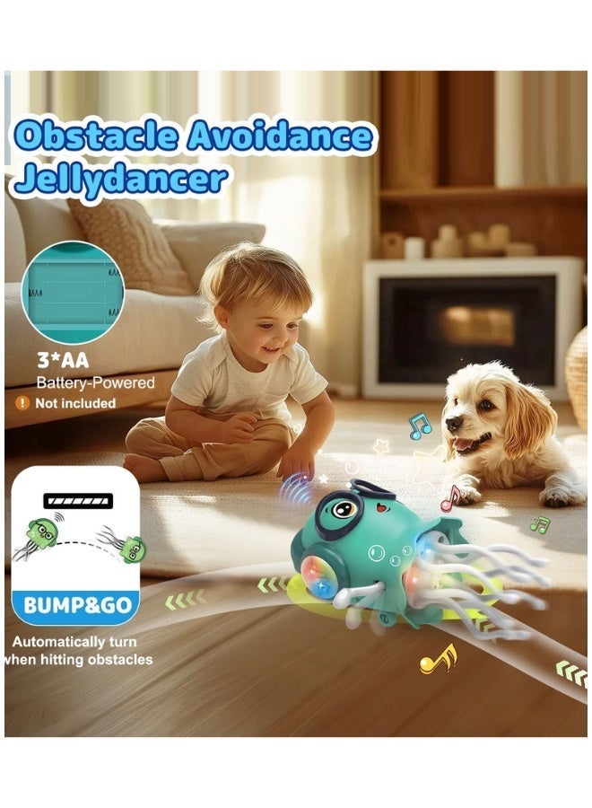 DAT Dancing Jellyfish Toy with Dynamic Music and 3D Lights, Bump & Go Obstacle Avoidance, Assorted Color, Interactive Floor Toy for Kids - Image 4