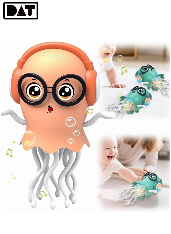 DAT Dancing Jellyfish Toy with Dynamic Music and 3D Lights, Bump & Go Obstacle Avoidance, Assorted Color, Interactive Floor Toy for Kids - Image 1