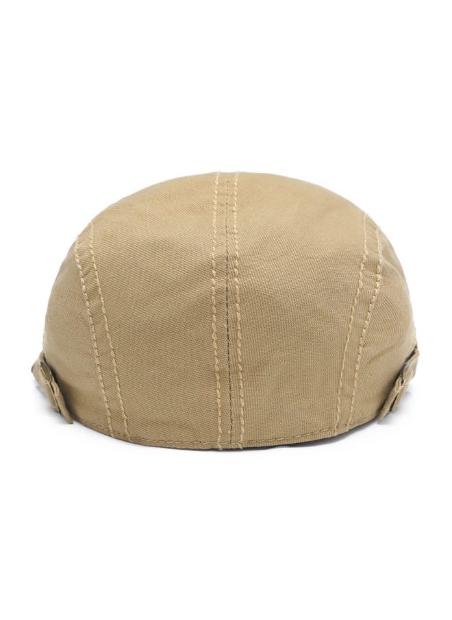 ZLYC Men Cotton Flat Cap Summer Scally Ivy Gatsby Newsboy Beret Driver Cabbie Hunting Hat (Side Buckle Khaki)  - Image 5