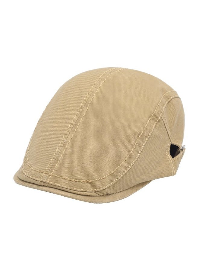 ZLYC Men Cotton Flat Cap Summer Scally Ivy Gatsby Newsboy Beret Driver Cabbie Hunting Hat (Side Buckle Khaki)  - Image 1