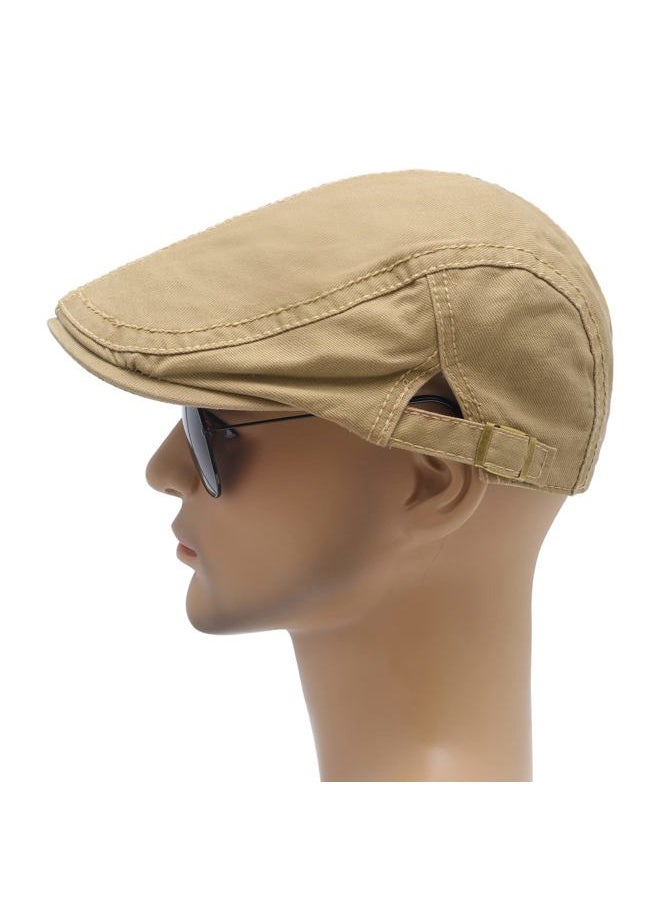 ZLYC Men Cotton Flat Cap Summer Scally Ivy Gatsby Newsboy Beret Driver Cabbie Hunting Hat (Side Buckle Khaki)  - Image 3