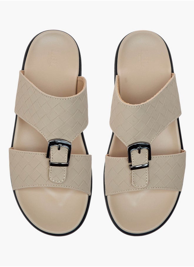 LBL by Shoexpress Men's Weave Detail Slip-On Comfort Sandals with Buckle  - Image 1