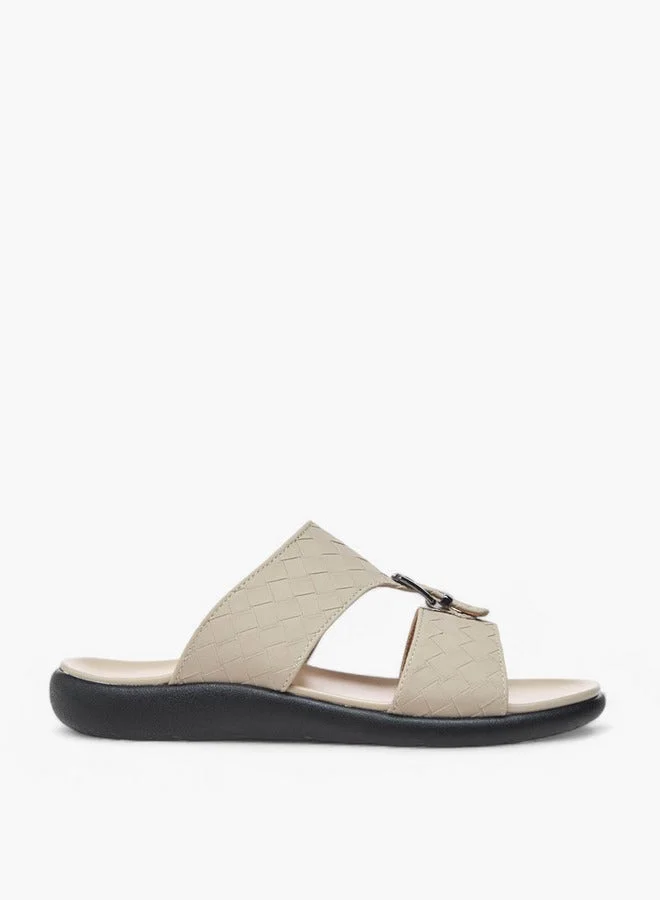 Men's Weave Detail Slip-On Comfort Sandals with Buckle