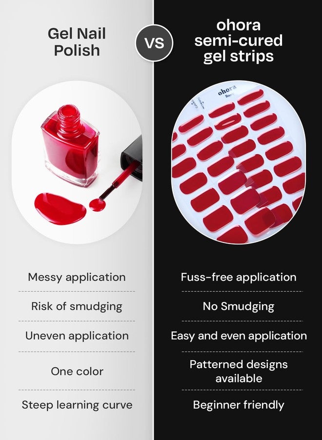 ohora Semi Cured Gel Pedi Strips (P Silky) - Works with Any Nail Lamps, Salon-Quality, Long Lasting, Easy to Apply & Remove - Includes 2 Prep Pads, Nail File & Wooden Stick - Image 5