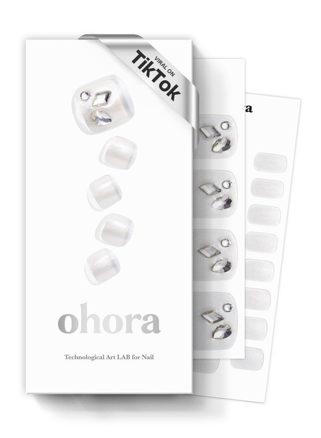 ohora Semi Cured Gel Pedi Strips (P Silky) - Works with Any Nail Lamps, Salon-Quality, Long Lasting, Easy to Apply & Remove - Includes 2 Prep Pads, Nail File & Wooden Stick - Image 1