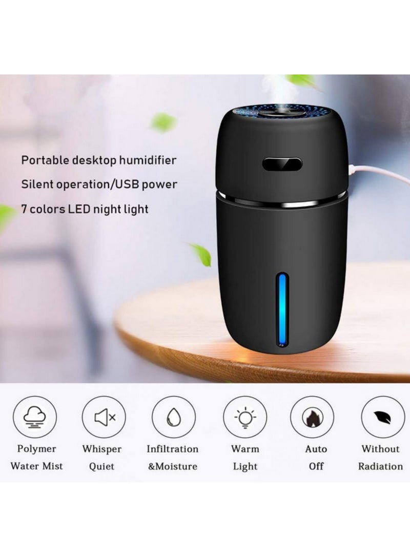 200ml USB Car Humidifier Mini Portable Air Humidifier with 7 Color LED Night Light Adjustable Mist Modes Quiet Operation for Home Office Travel Baby Car - Image 2