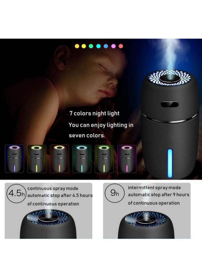 200ml USB Car Humidifier Mini Portable Air Humidifier with 7 Color LED Night Light Adjustable Mist Modes Quiet Operation for Home Office Travel Baby Car - Image 5