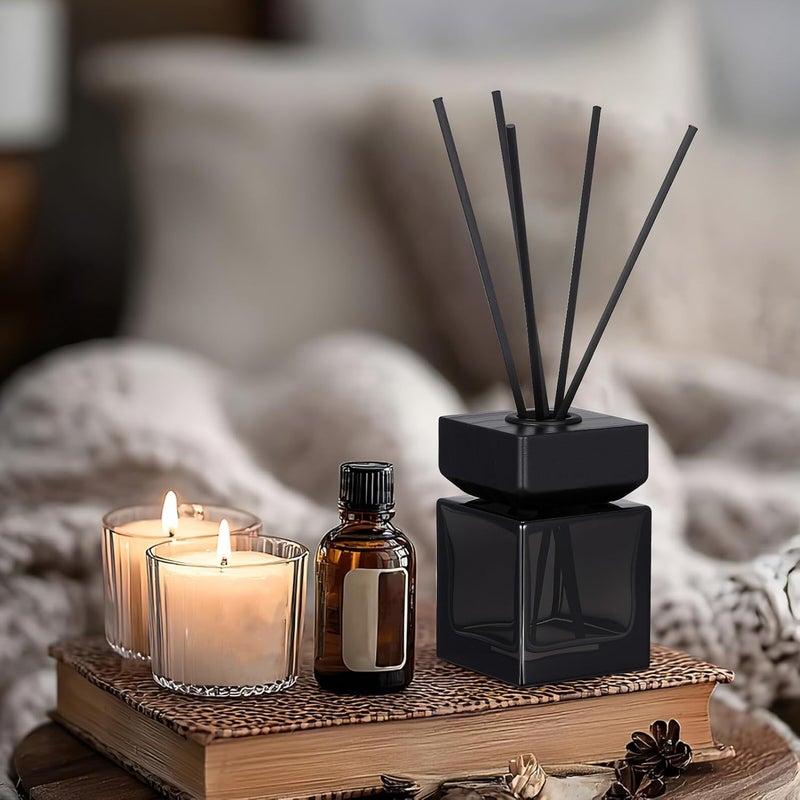 كل درجة حرارة مجموعة زجاجة ناشر العطر الفارغة 100 مل زجاجة ناشر القصب الزجاجية مع غطاء خشبي من خشب الواكس الأبيض وعصي الروطان للعلاج العطري بدون نار لتعطير المنزل - Image 5