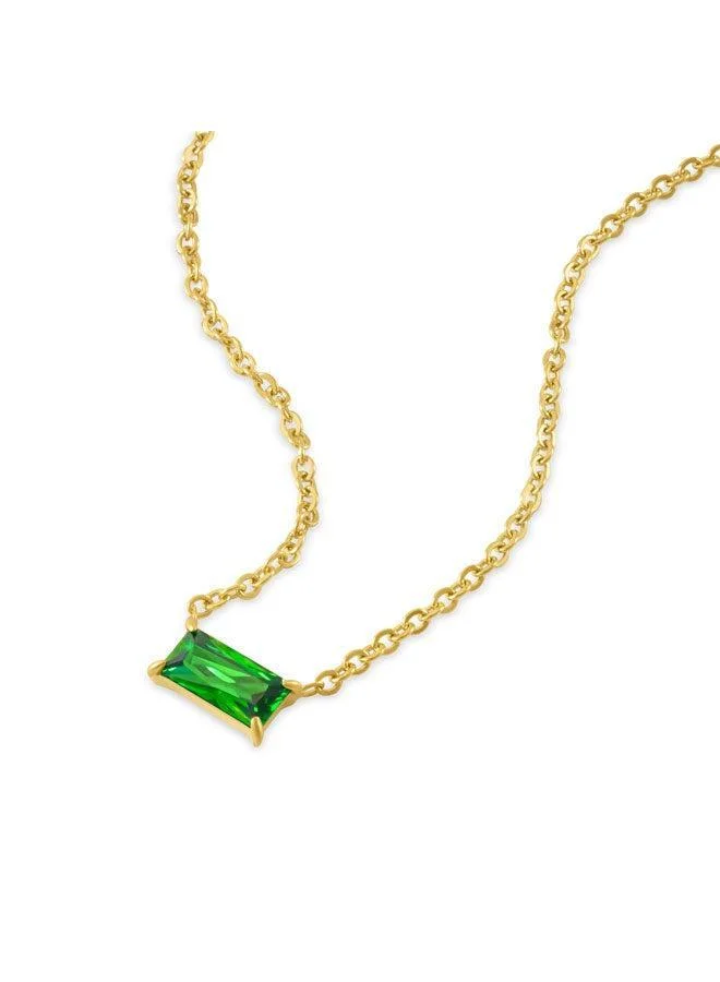 POLICE Eva Gold Plated with Green Dainty Pendant Necklace for Women