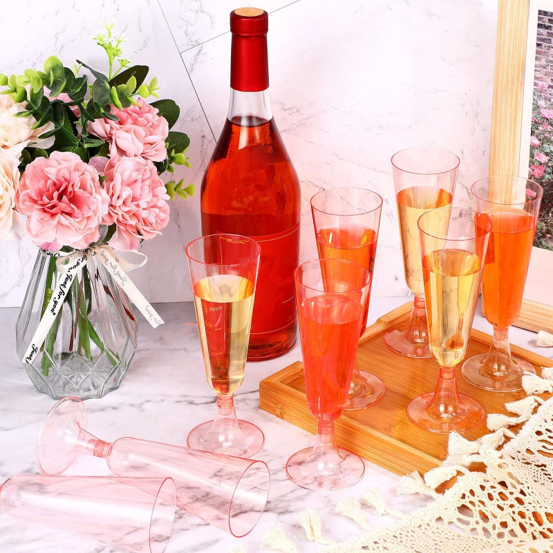 MIIDNTLX Champagne Flutes Plastic,25 Pack Wine Glasses,Disposable Champagne Glasses,5 Oz Clear Shot Cups,New Year Christmas Party Wedding Birthday Drinking Beer Water Dessert Cocktail Cups Bulk - Image 2