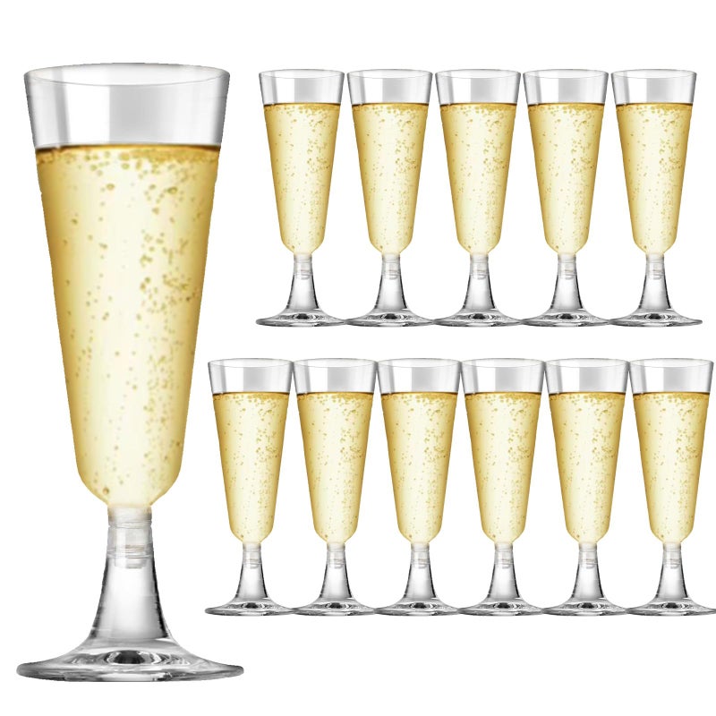 MIIDNTLX Champagne Flutes Plastic,25 Pack Wine Glasses,Disposable Champagne Glasses,5 Oz Clear Shot Cups,New Year Christmas Party Wedding Birthday Drinking Beer Water Dessert Cocktail Cups Bulk - Image 1