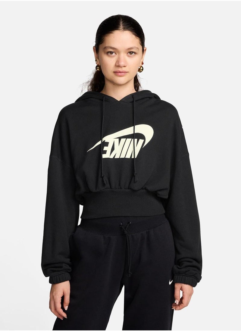 Nike هودي نسائي من نايك سبورتسوير بقصة واسعة وقصيرة من قماش تيري الفرنسي - Image 1