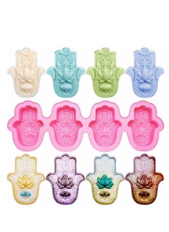 Excefore Silicone Soap Molds 4 Cavities Hand of Fatima Silicone Molds Lotus in The Palm Soap Mold  - Image 1