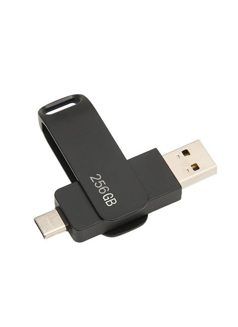 Phone Memory Stick USB 3.0 Type C 2 in 1 Metal Rotatable Portable Flash Drive for Tablets Pictures Storage Black 256GB