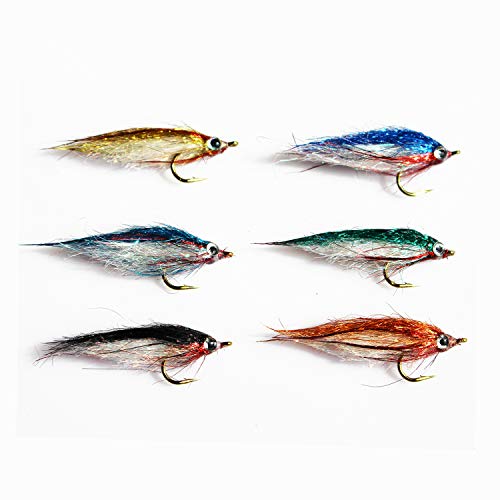 Tigofly 12 pcs Wounded Minnow Fly Ice Dub UV Polar Fry Slowly Sinking Salmon Trout Steelhead Fly Fishing Flies Lures Set-Size 8 - Image 2