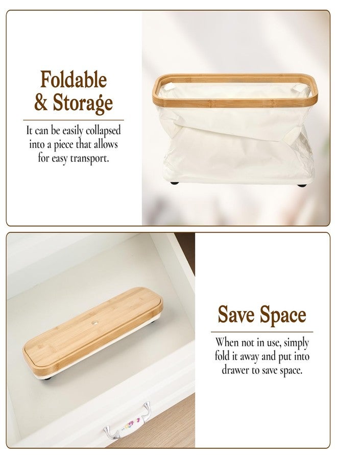 JOLLYIN Toilet Paper Storage Basket with Bamboo Lid, Toilet Paper Holder with Storage, Free Standing Bathroom Storage Organizers with Non-Slip Bottom (Beige, 1 Pack) - Image 5