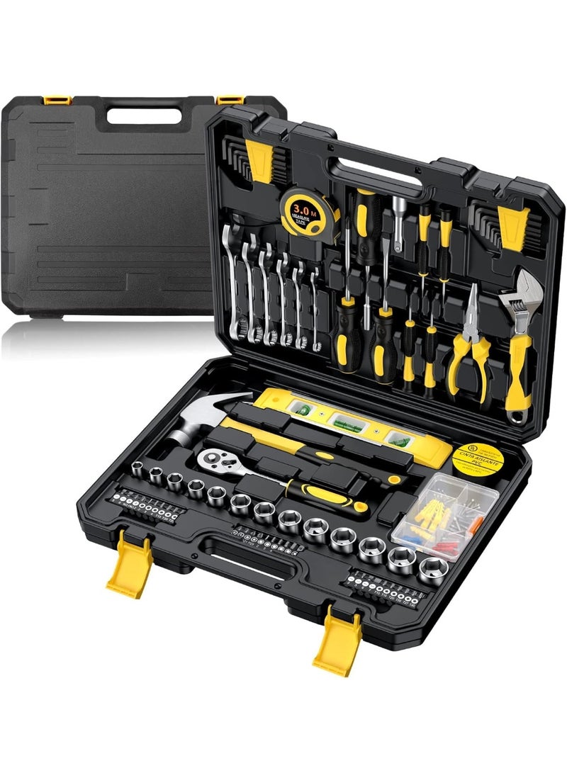 Rokis 108 Piece Automotive and Household Tool Set,small household machinery tool kit,Professional Hand Tool Kit with Toolbox for Car Repair, Home DIY, and General Maintenance (Yellow/Black) - Image 1