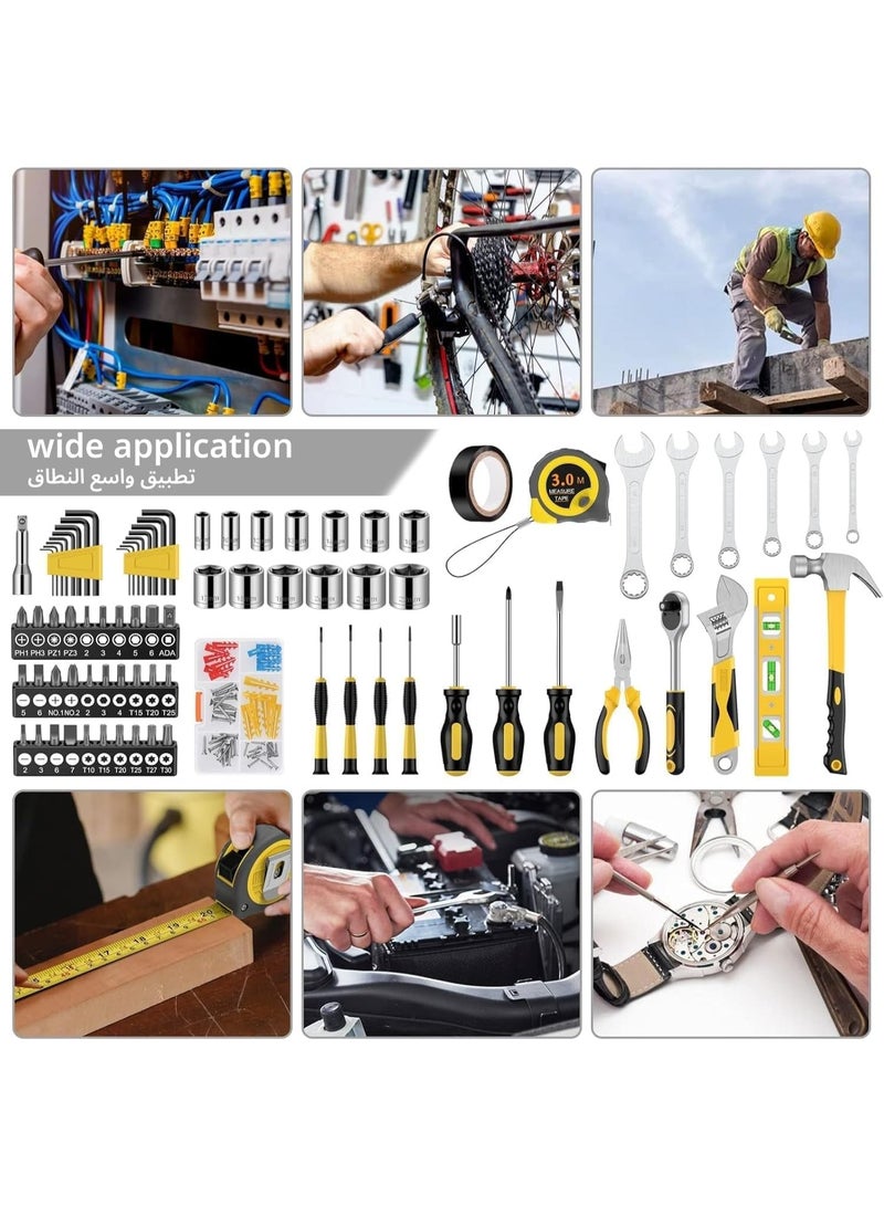 Rokis 108 Piece Automotive and Household Tool Set,small household machinery tool kit,Professional Hand Tool Kit with Toolbox for Car Repair, Home DIY, and General Maintenance (Yellow/Black) - Image 2