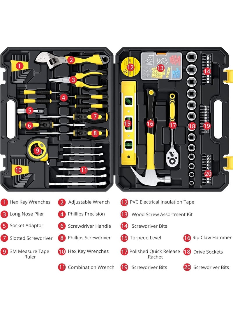 Rokis 108 Piece Automotive and Household Tool Set,small household machinery tool kit,Professional Hand Tool Kit with Toolbox for Car Repair, Home DIY, and General Maintenance (Yellow/Black) - Image 4