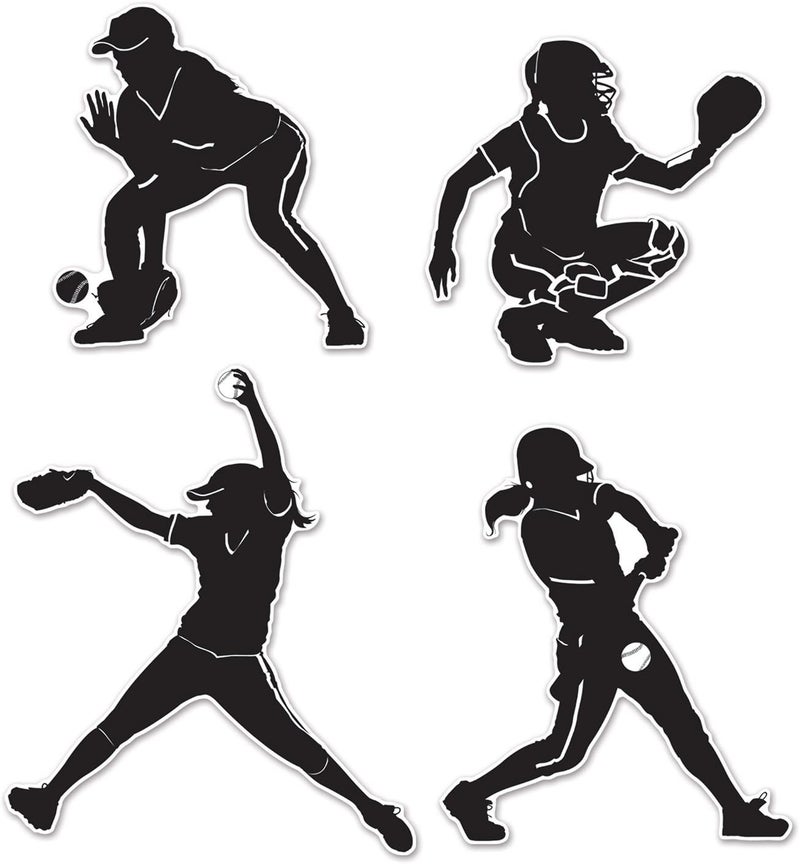 Beistle 8Piece Softball Silhouettes 9  125  BlackWhite - Image 4