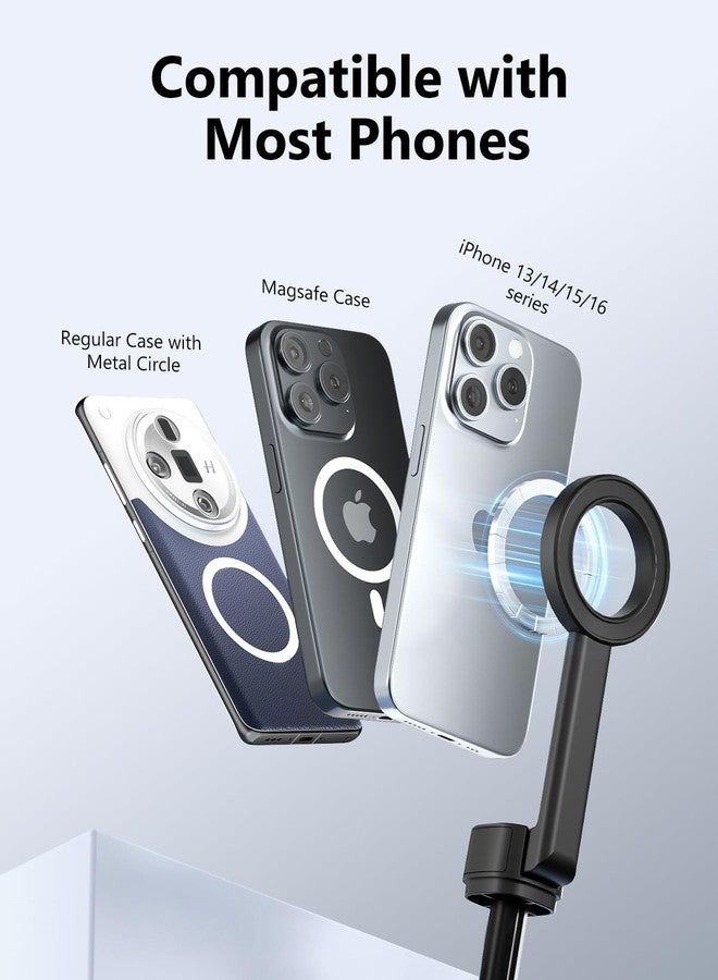 UBeesize Magnetic Tripod for iPhone with Remote, 64’’ Extendable Phone Stand for Video Recording/Vlogging, N52 Strong Holder for iPhone 12-15/Android, Portable Travel Selfie Stick Tripod(Black) - Image 4