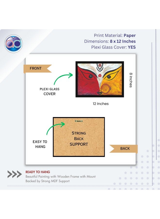 Mad Masters Durga Devi Goddess Kali Mata Painting Hanging Photo Frame Decorative Item for Living Room, Bedroom, Home Decor and Wall Decoration (MM 1803, 8x12 Inch, Paper, With Plexi Glass) - Image 2