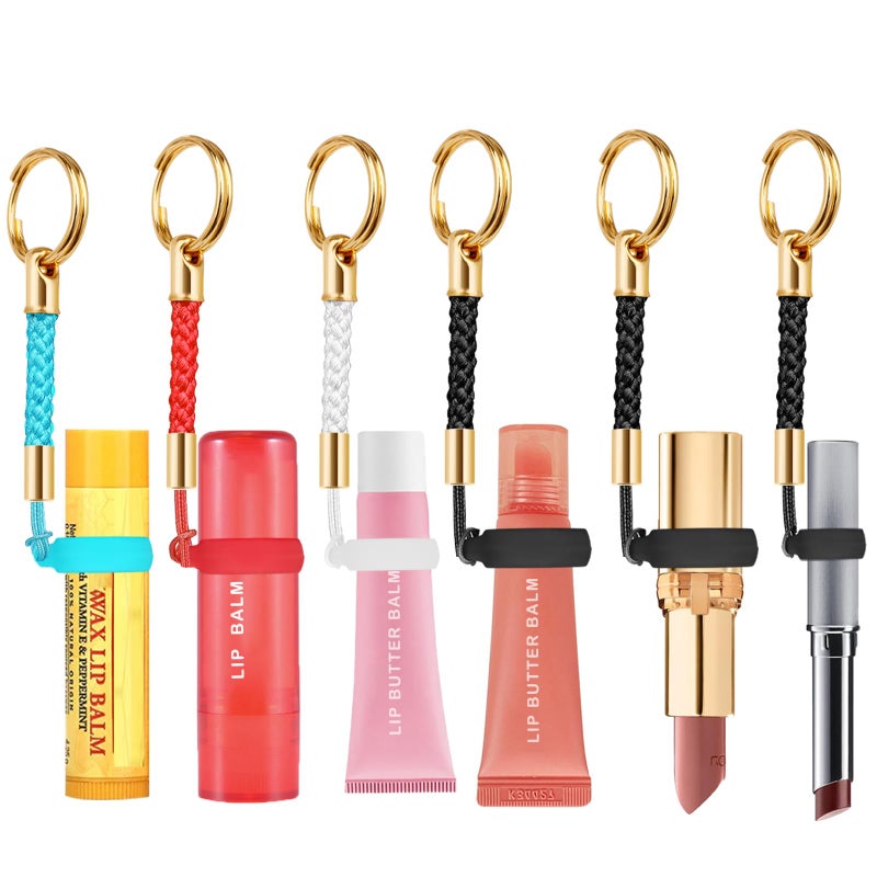 LUCKINEE 6PCS Lip Balm Holder Key Chain Silicone Lip Gloss Holder Keychain Cap for Summer Fridays, Keychain Lipstick Holder Compatible with ChapStick,Nivela and More - Image 1