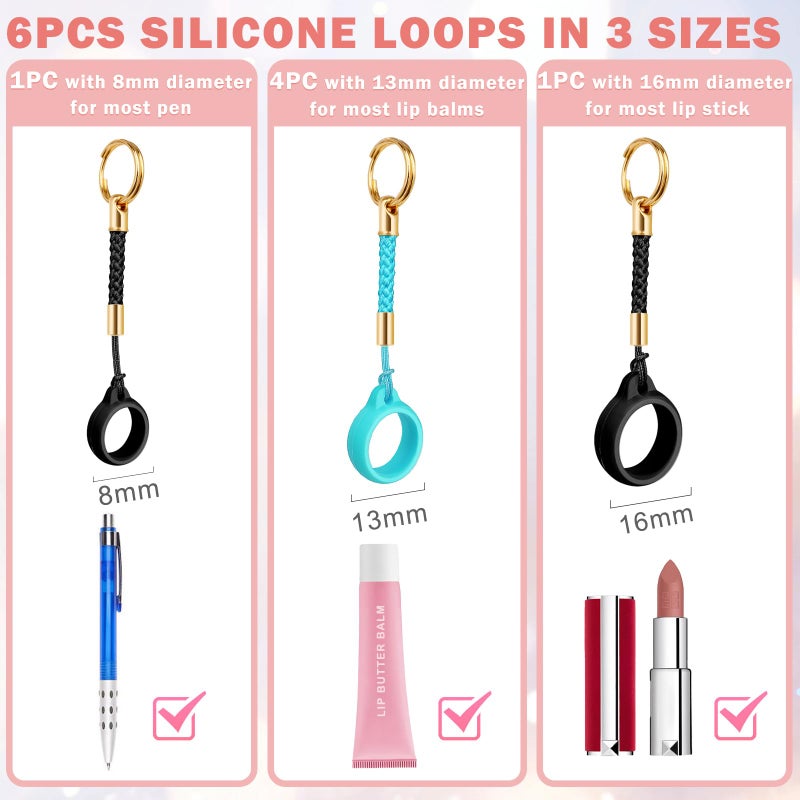 LUCKINEE 6PCS Lip Balm Holder Key Chain Silicone Lip Gloss Holder Keychain Cap for Summer Fridays, Keychain Lipstick Holder Compatible with ChapStick,Nivela and More - Image 2