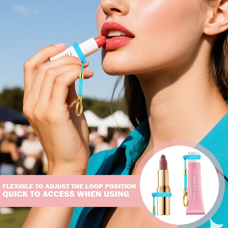 LUCKINEE 6PCS Lip Balm Holder Key Chain Silicone Lip Gloss Holder Keychain Cap for Summer Fridays, Keychain Lipstick Holder Compatible with ChapStick,Nivela and More - Image 3