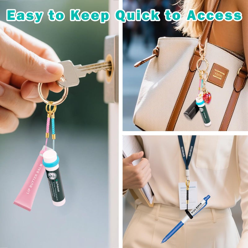 LUCKINEE 6PCS Lip Balm Holder Key Chain Silicone Lip Gloss Holder Keychain Cap for Summer Fridays, Keychain Lipstick Holder Compatible with ChapStick,Nivela and More - Image 4