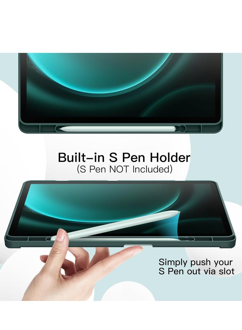 NEW Case for Samsung Galaxy Tab S9 FE+ / S9 FE Plus 12.4-Inch – Soft TPU Tri-Fold Stand Protective Cover with S Pen Holder, S Pen Charging Support, Auto Wake/Sleep (Midnight Green) - Image 3