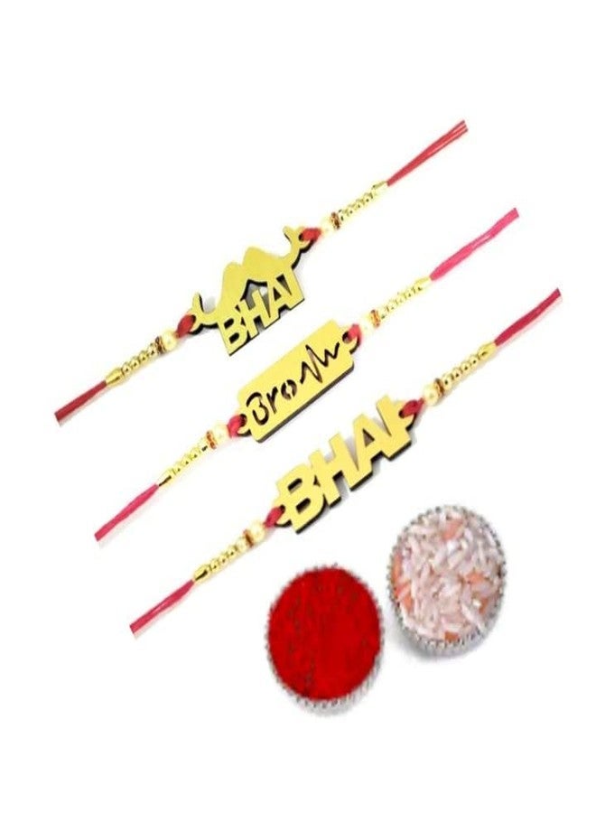 Anishop Bhai/Mooch wala Bhai Rakhi for brother with roli chawal Tilak set of 3 Rakhi set - Image 1