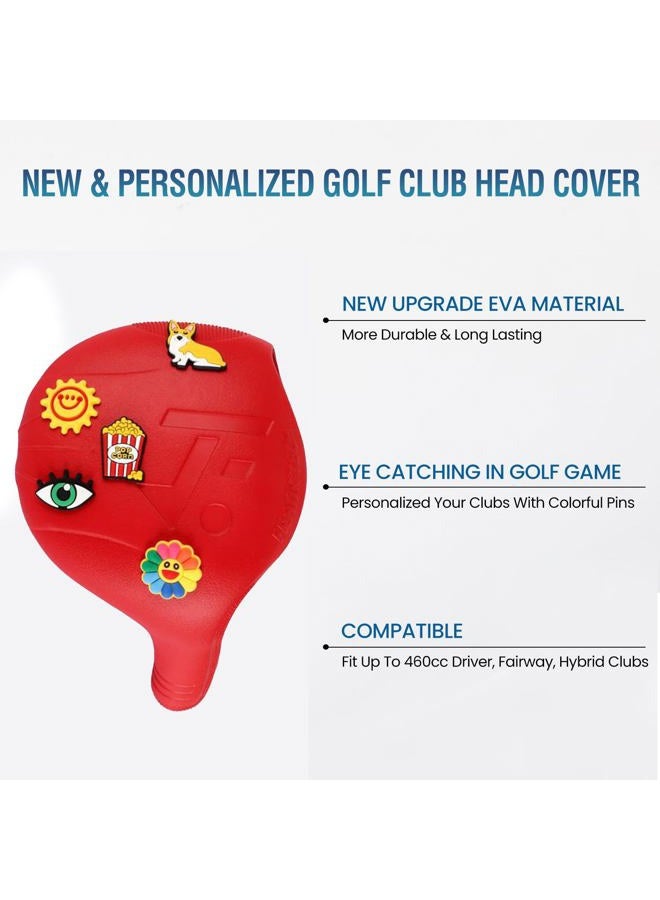 FRANKTECH Golf Head Covers, EVA Plastic Golf Club Covers for Driver Fairway Woods Hybrid, Driver Headcover with Pins, Fit All Right-Handed Golf Clubs, Easy On Off, Washable (Blue 4pcs Set) - Image 5
