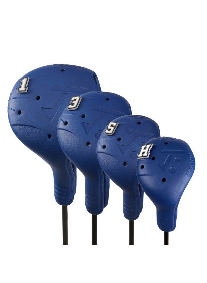 FRANKTECH Golf Head Covers, EVA Plastic Golf Club Covers for Driver Fairway Woods Hybrid, Driver Headcover with Pins, Fit All Right-Handed Golf Clubs, Easy On Off, Washable (Blue 4pcs Set) - Image 1