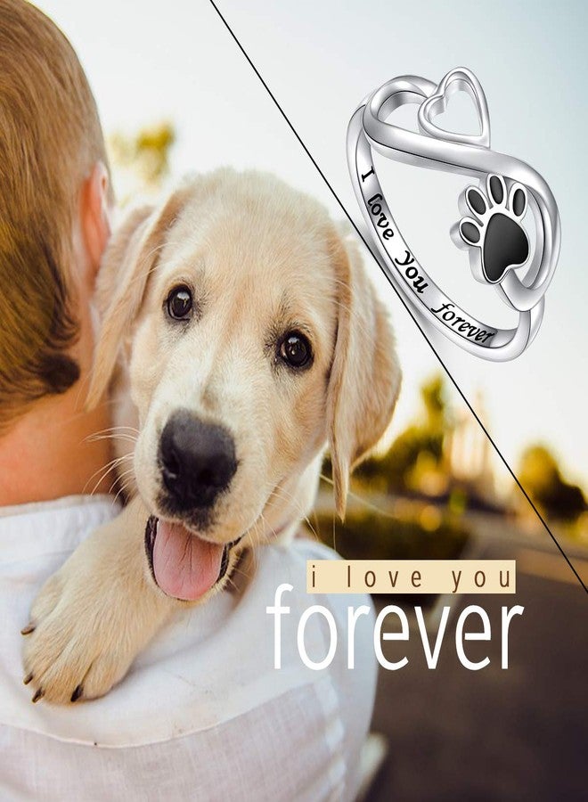 DAOCHONG Puppy Pet Lovers Paw Print Ring Love Heart 925 Sterling Silver Animal Ring Animal Jewelry Love Dog Cat Claw Band Pet Loving Friend and Families Gifts (6) - Image 5