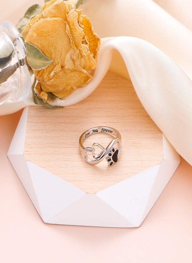 DAOCHONG Puppy Pet Lovers Paw Print Ring Love Heart 925 Sterling Silver Animal Ring Animal Jewelry Love Dog Cat Claw Band Pet Loving Friend and Families Gifts (6) - Image 4