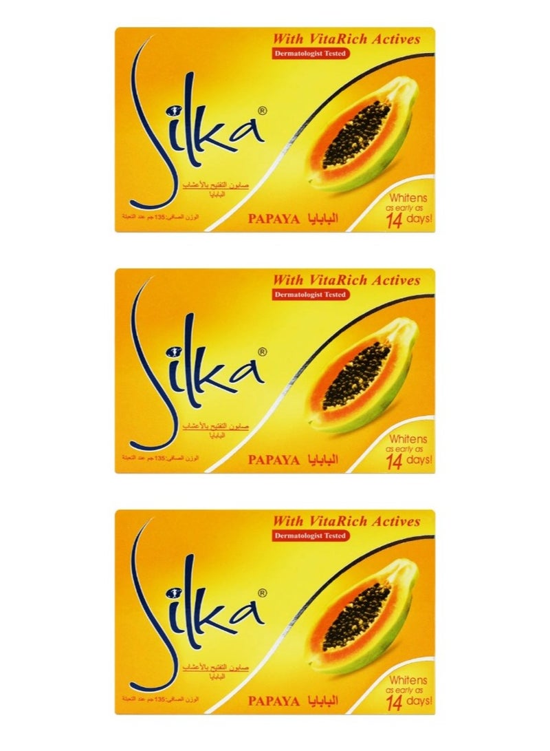 Silka Papaya With VitaRich Actives  Whitening Soap x3 - Image 1