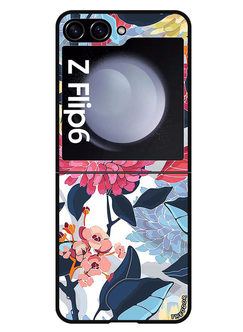 Theodor Protective Case Anti Scratch Shock Proof Bumper Cover For Samsung Galaxy Z Flip 6 Pink Flowers Paint - Image 1
