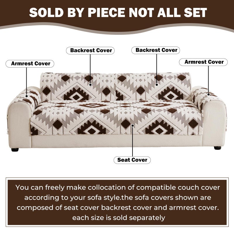 XSlive Boho Plush Couch Covers for Sofa Washable, Fuzzy Soft Couch Cover for Sectional Sofa, Non Slip Jacquard Sofa Cover Furniture Protector for Kids, Pets (Dark Coffee,28"x28") - Image 2