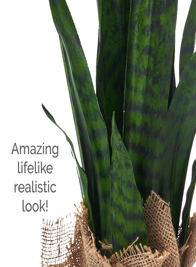 Elements Snake Plant in a Burlap Wrap Pot for Bathroom Farmhouse Faux Greenery Tabletop Centerpiece Mantel Office Desk Kitchen Décor, 24 inches - Image 3
