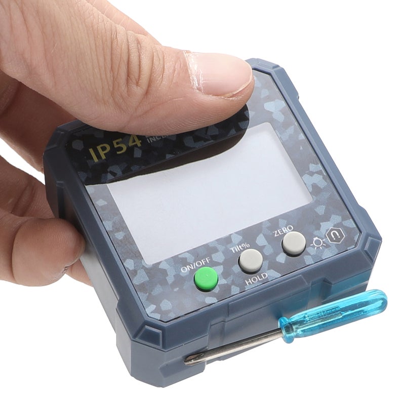 مُحدد الزاوية الرقمي، مقياس الزاوية الرقمي مع شاشة LCD صغيرة ومغناطيس ومموج، منصة الميل والمحدد للزاوية للنجارة والاتصالات السلكية واللاسلكية والسيارات، بلون أصفر مخفي - Image 3