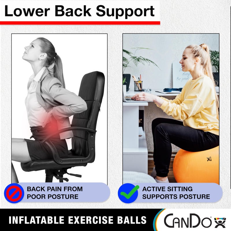 CanDo Inflatable Exercise Ball - Blue 11.8", Durable Extra Thick Non-Slip Stability Ball for Core Workouts, Yoga, Pilates, Active Seating, Physical Therapy, Pregnancy, Home Gym, Flexibility - Image 5