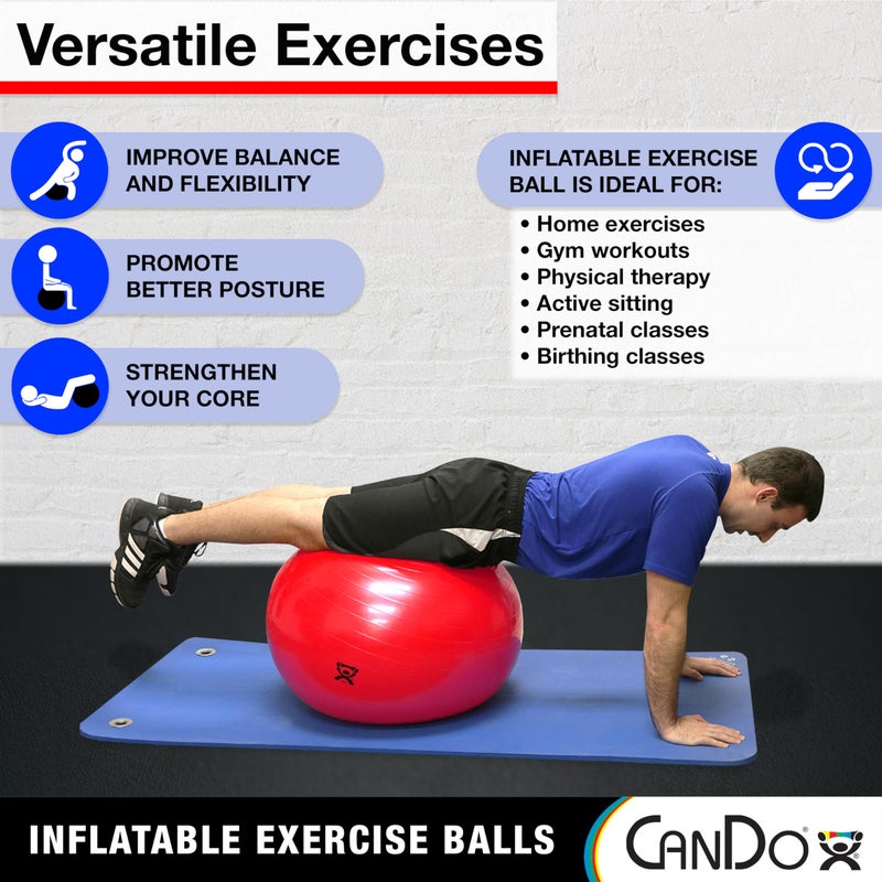 CanDo Inflatable Exercise Ball - Blue 11.8", Durable Extra Thick Non-Slip Stability Ball for Core Workouts, Yoga, Pilates, Active Seating, Physical Therapy, Pregnancy, Home Gym, Flexibility - Image 2