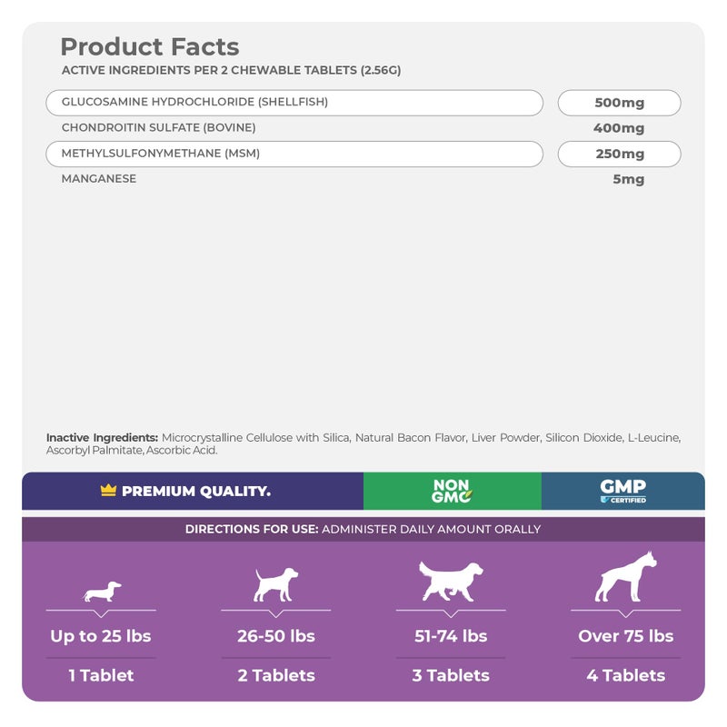Coco and Luna Joint Supplement for Dogs - 120 Chewable Tablets - with Glucosamine, Chondroitin, MSM and Manganese for Hip, Tissue, and Mobility Support, Dog Joint Pain Relief - Image 5