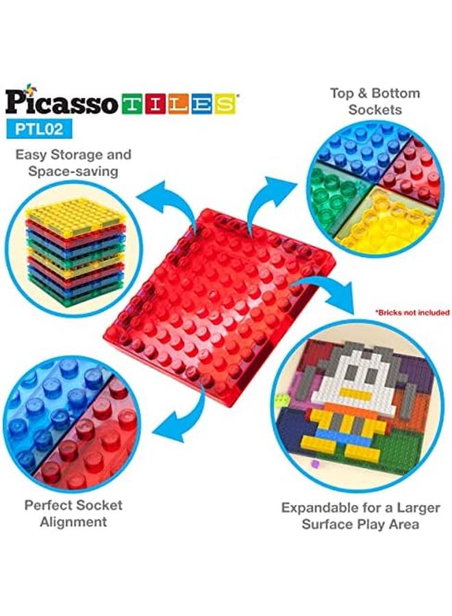 PicassoTiles 12Pcs Magnetic Brick Tiles Stem Creative Magnetic Tiles Building Block Set Building Brick Construction Toy Socket Spikes Toys Accessory Educational Imaginative Learning Kit Stacking Set  - Image 2
